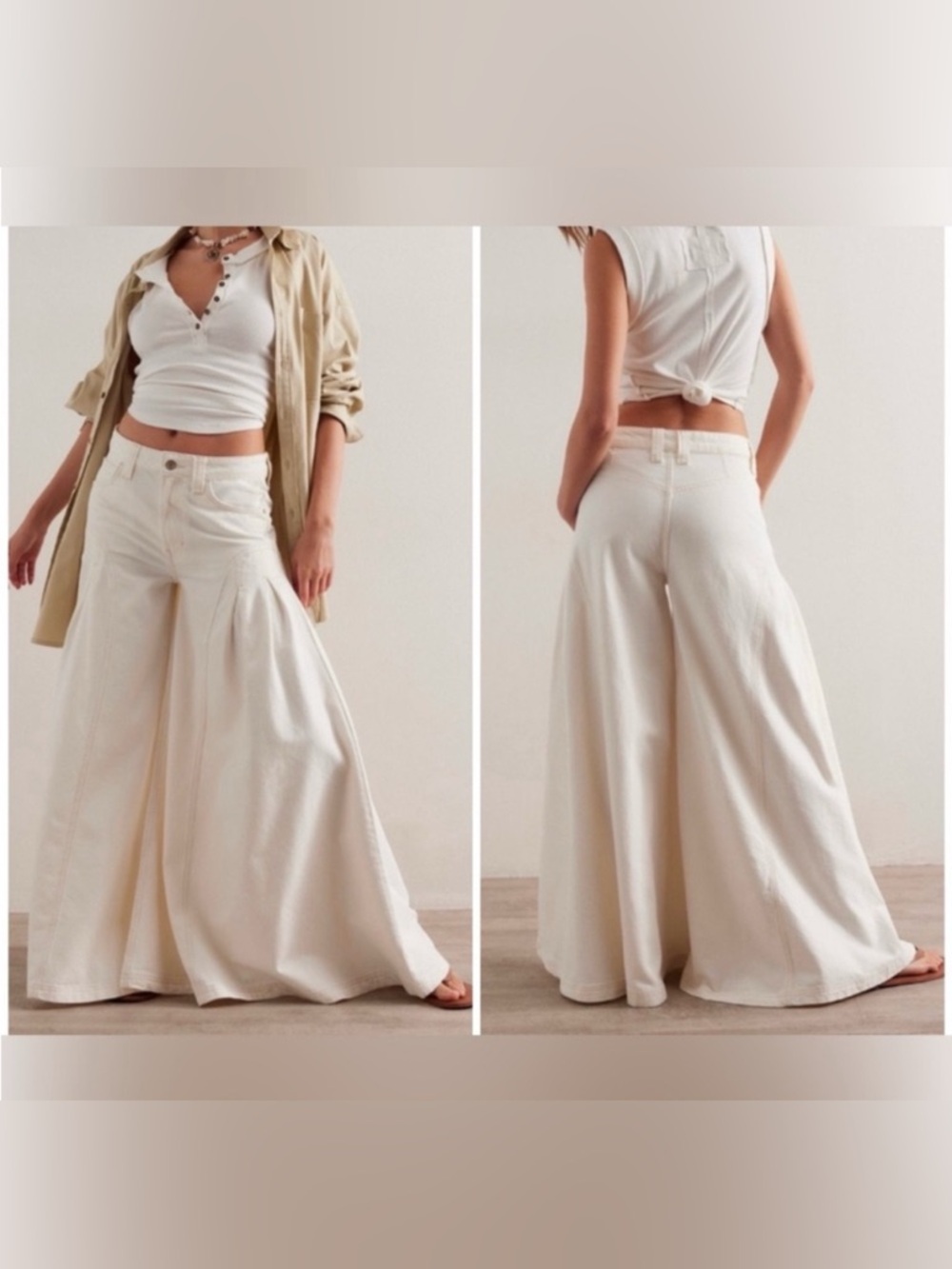 NWOT Free People We The Free Pandora Wide-Leg Jeans - heavenly ivory - 25